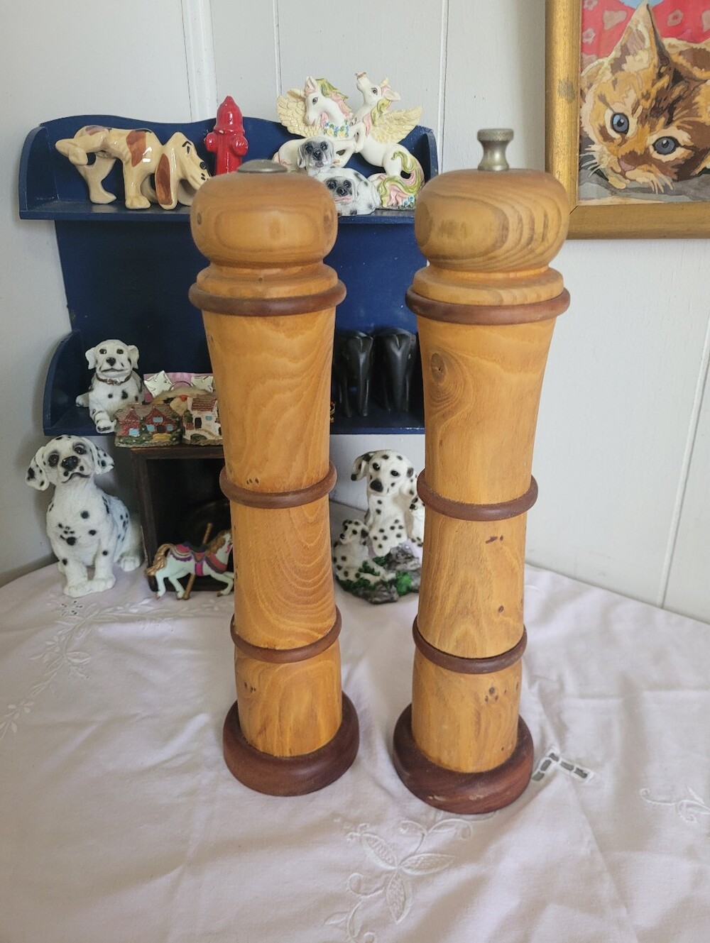 Handcrafted Wooden Salt Shaker and Pepper Mill - Natural Wood Finish Vintage